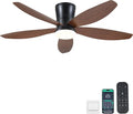 48" Ceiling Fans with Lights-Low Profile Ceiling Fan with Light and Remote/APP Control,Flush Mount,LED Dimmable Modern Ceiling Fans for Bedroom,Indoor/Outdoor Patio Use(Brown)