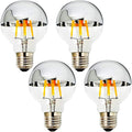 MD Lighting 4W Half Chrome Light Bulbs G25(G80), E26 Warm White 2700K 40W Equivalent 360lm Vintage Edison LED Decorative Bulbs with Silver Mirror for Indoor Dinning Room Living Room, 4-Pack, AC 110V