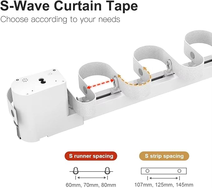 Matter Smart Curtain Track System, Automatic Motorized Ripple Fold Rod with Remote, WiFi Electric Curtains Compatible with SmartThings, Apple Home, Alexa, Google Home (3 meters (118.1 inches))