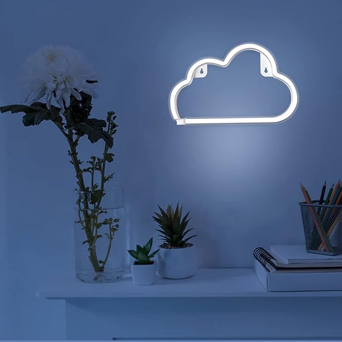 Cloud Neon Sign White Cloud Light Sign for Wall Decor,Battery or USB Powered Clouds Shaped LED Sign Decoration Lights for Bedroom Aesthetic Teen Girl Kid Room Christmas Birthday Wedding Party