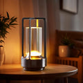 Small Table Lamp, Rechargeable Cordless Battery Operated LED Lamp, 3-Color Temperatures Dimmable Nightstand Lamp for Living Room, Bedroom, Outdoor Battery Powered Portable Touch Lamp (Grey)