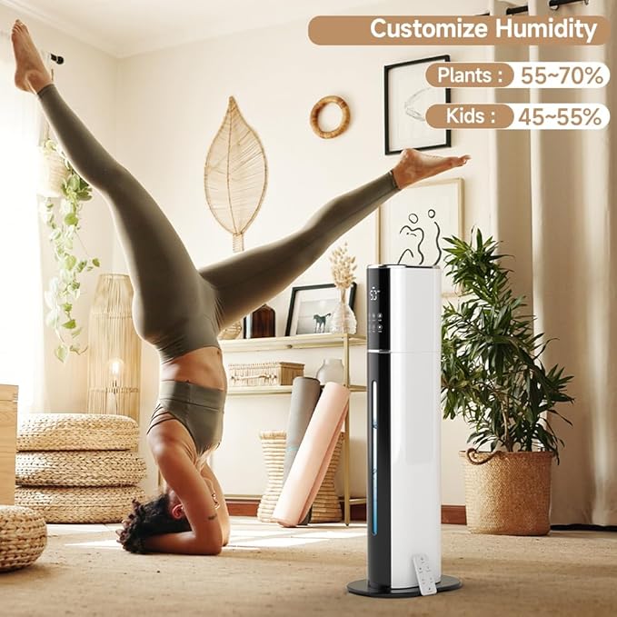 2.4Gal/9L Top Fill Quiet Ultrasonic Humidifier for Large Room Bedroom, Cool Mist Humidifier with Remote, Auto Humidity Control, 3 Speed Modes, 48H Runtime, Indoor Baby Pet Plant Friendly