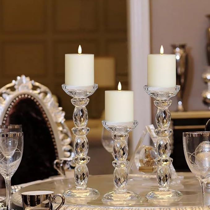 Flameless Candles Set of 3 (3x3 inch) Flickering LED Real Wax Candles Battery Operated with Remote Control Timers for Fireplace Bedroom Livingroom Party Dimmable Ivory Pillars Flat top