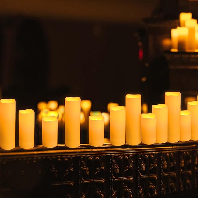 48- Pack of 3 Sizes of LED Flameless Candles.This Candle is Suitable for café, Fancy Restaurant, Bookstore and Other Scenes to Create a Relaxing and Romantic Atmosphere.