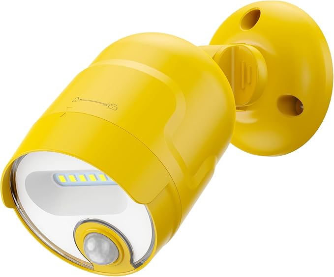 Wireless LED Spotlight, Battery Operated Motion Sensor Outdoor Light - 4000mAh Rechargeable 2-Mode IPX5 Waterproof 600LM Light for Porch, Garage, Hallway, Wardrobe (Yellow)