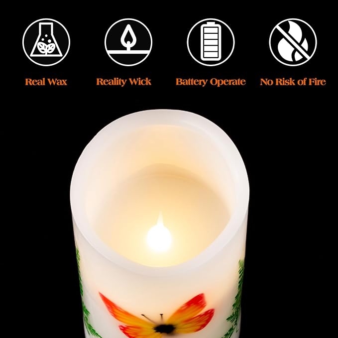 Flameless Candle with Remote Control, Battery Operated LED Candle Color Changing Electric Candles, with Flickering Timer Dimmer Feature, Christmas Home Decorations, 3 x 6 inches, Set of 2