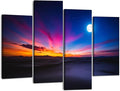 Canvas Wall Art Prints Pictures Moon sky Framed Posters Modern Wall Painting Artwork Gift Home Decor for Living Room Ready to Hang 4 Panel