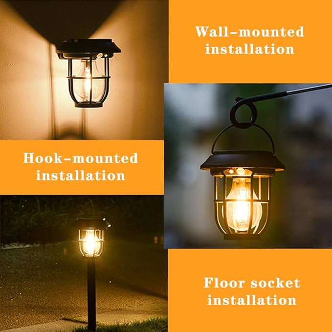 Solar Pathway Lights 2 Pack Motion Sensor, IP65 Waterproof, 120LM Warm White Tungsten Bulb for Garden Yard Lawn Decor