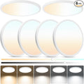 6-Pack of 12 Inch LED Flush Mount Ceiling Lights, 2640LM 24W Dimmable & 5CCT Adjustable, Ultra Slim Flat Lighting Fixture for Low Ceilings, Bedroom, Hallway, Basement, Apartment, White
