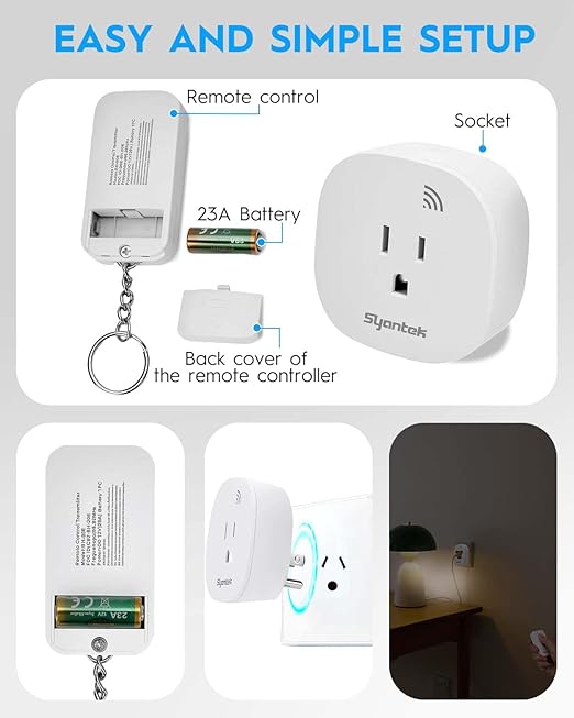 Remote Control Outlet, Wireless Remote Light Switch Kit, 15A/1875W, 100FT Long Range for Lamps, Fans, Christmas Lights, Electrical Appliance