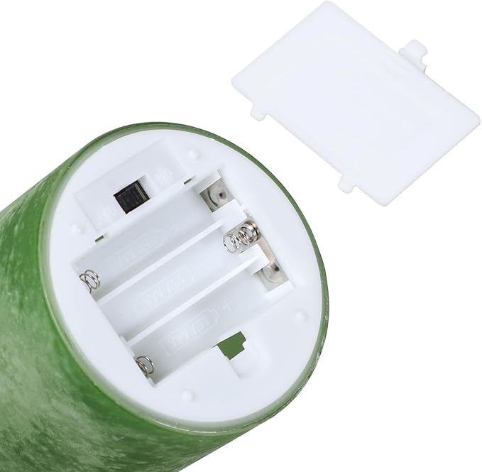 Green Battery Operated Candles with Remote and Timer, Real Wax Flickering Flameless Candles, Glass LED Pillar Candles for Party Wedding Halloween Christmas Decoration