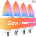 Govee E12 Led Bulb, Smart Light Bulbs Work with Matter, Alexa, Google Assistant, WiFi Candelabra Bulbs 40 Watt Equivalent, RGBWW Color Changing Light Bulb, 2.4GHz Only, 450 LM, 4 Pack