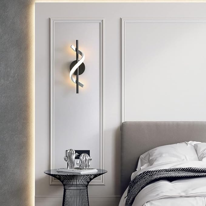Modern Wall Sconces Set of 2, 9W Hardwired Wall Lighting Fixture Lamps LED Aluminum Wall Lamps for Bedroom Living Room Hallway Hotel Indoor (Warm White)