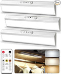 Motion Sensor Closet Lights, Eye Protection Design Cabinet Lighting Wireless with Remote, 3 Color Temps & Dimmable, Magnetic, Rechargeable LED Closet Lighting for Kitchen, Wardrobe, Pantry, 3 Pack