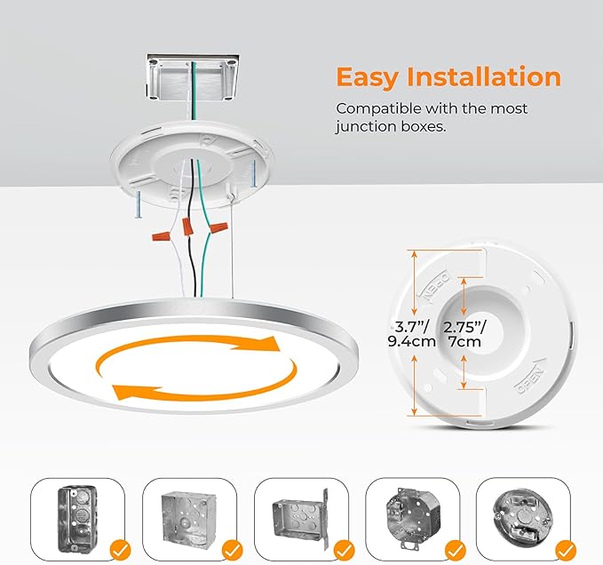 BLNAN LED Flush Mount Ceiling Light Fixture, Super Slim 12 Inch 24W LED Ceiling Light, 3000K/4000K/5000K Selectable Ceiling Lamp - Round Flat Ceiling Lights Flush Mount for Kitchen Bathroom Shower