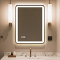 24"X32" LED Bathroom Mirror with Lights, Mirror for Bathroom Wall with Frontlit and Backlit,IP54 Enhanced Anti-Fog,Bathroom Vanity Mirror 3 Colors Dimmable CRI>90 Double Lights,Tempered Glass(R-Angle)