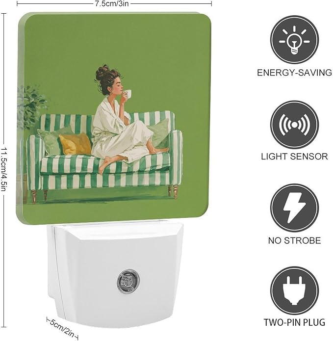 Night Lights Plug Into Wall, Elegant Interior LED Smart Light Sensor Night Light Auto Dusk to Dawn for Hallway, Bedroom, Bathroom, Stairway