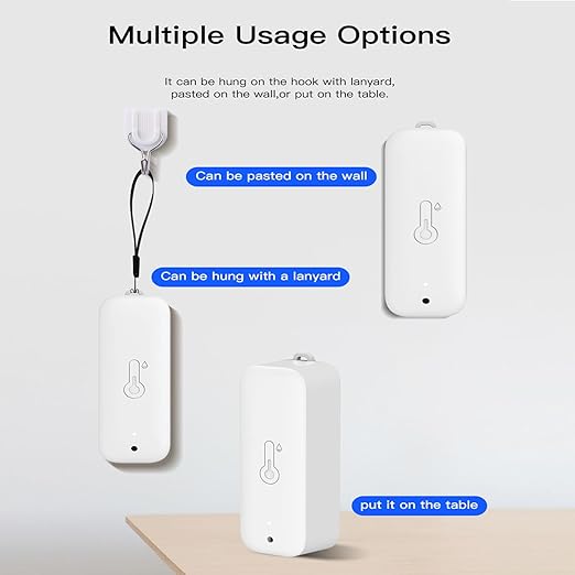 WiFi Hygrometer Thermometer Sensor: Wireless Smart Temperature Humidity Monitor with App Notification Alert, Data Storage Export, Calibration Function, Compatible with Alexa (White-3PCS)