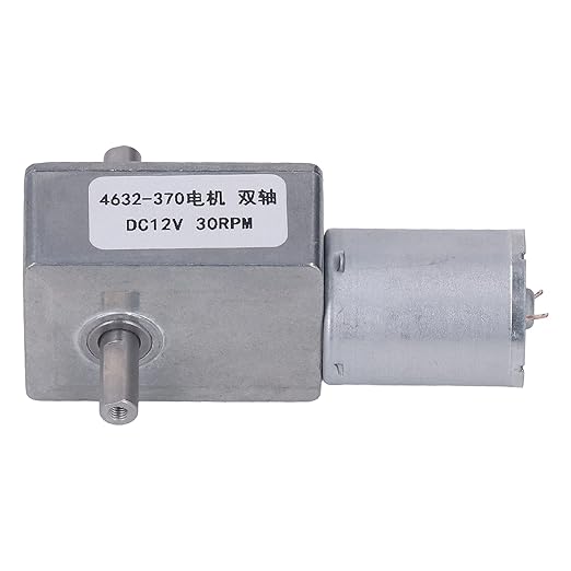 12V Gear Motor All Metal Heavy Duty Double Shaft High Torque Low Noise Reduction Motor for Automatic Window Openers Smart Home Devices Small Winches 4632-370 Model (30RPM)