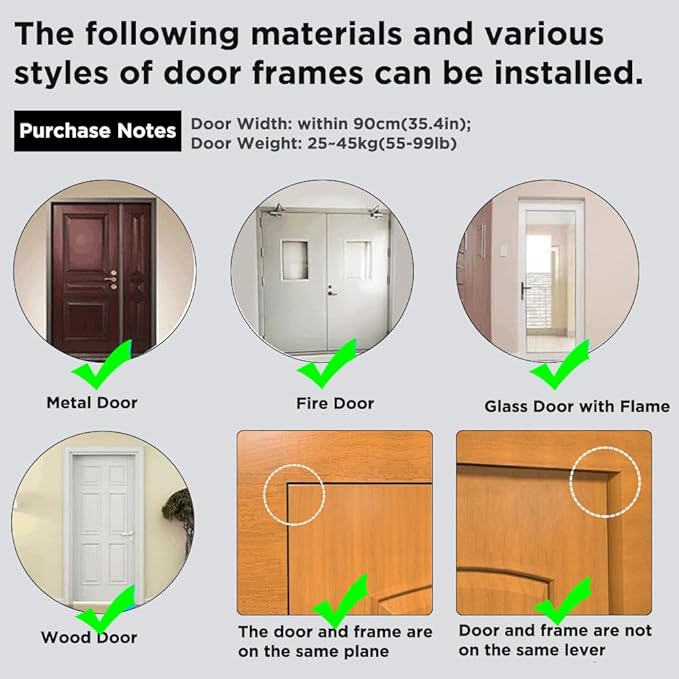 Automatic Door Closer for Home with Hold Open, Heavy Duty Adjustable Hydraulic Door Soft Closers Residential, Door Slow Closer No Slam Without Noise,Spring Size 2 for Indoor or Exterior