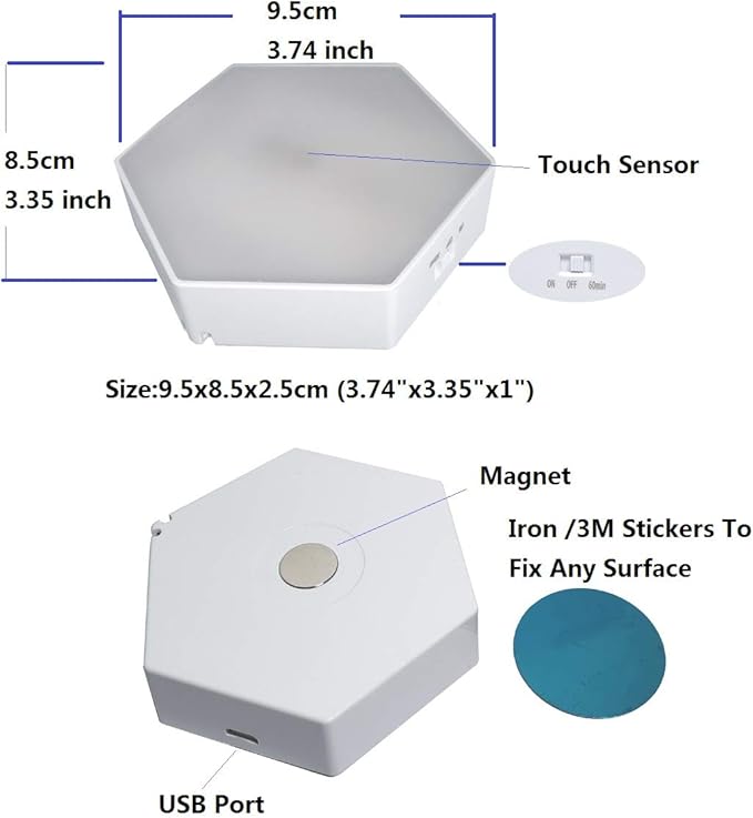Smart Hexagon LED Lights Remote DIY Geometry Hex Light Touch Sensitive RGB Colorful Wall-Mounted Panels Puck Light for Bedroom Living Room Hallway Party Celebration Decor Night Light (6 Pack)