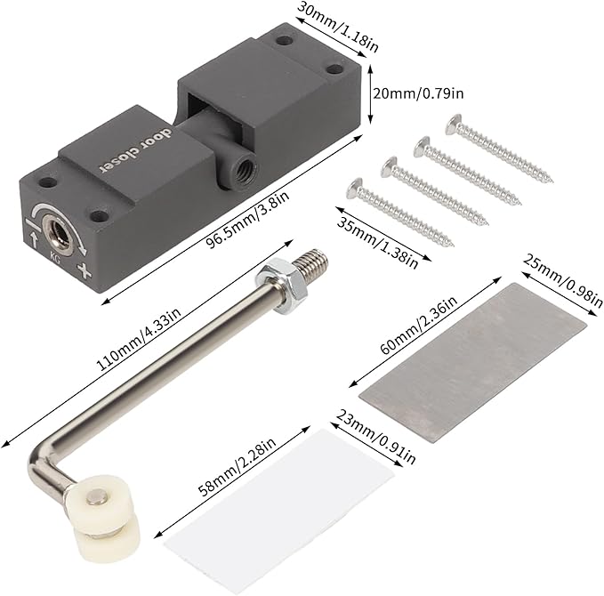 Automatic Door Closer, Safety Spring Door Closer Adjustable Self Closing Door Hinge Zinc Alloy Door Closers for Home, Up to 150Lb can be Pushed (Gray)