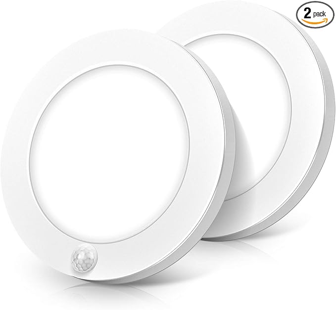 Motion Sensor LED Ceiling Light, 15W(100W Equivalent) & 1200LM, 3 Colors in 1(3000K/4000K/5000K), 7.5inch Flush Mount Lighting Fixture for Doorway, Stairway, Corridor, Pack of 2, Non-Dimmable, White