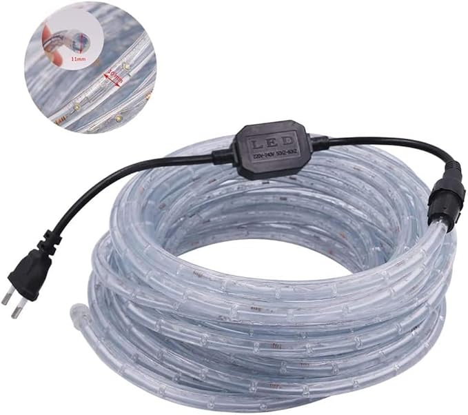 3.3ft 2-Wire Waterproof LED Rope Light Kit,110V-120V PVC 30 LED/M Tube Lights Strip for Background Lighting, Outdoor Decorative Lighting, Christmas(Warm White)