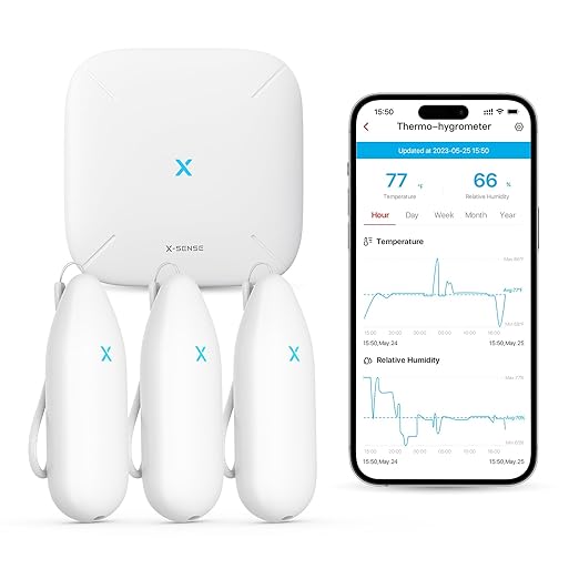 X-Sense Indoor WiFi Thermometer Hygrometer, Room Thermometer with App Control, Temperature Sensor for House, Room, Wine Cellar, Basements, Data Storage Export at No Charge, 3 Sensors & 1 Base Station