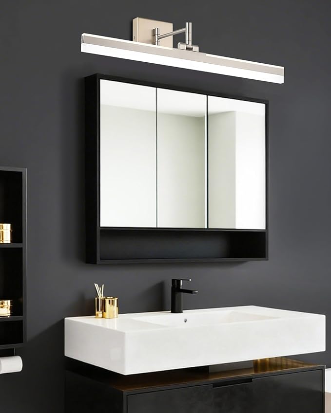Modern LED Vanity Light,23.6‘’ Adjustable & Rotatable Bathroom Light Fixture Above Mirror, Wall Sconce, Nickel
