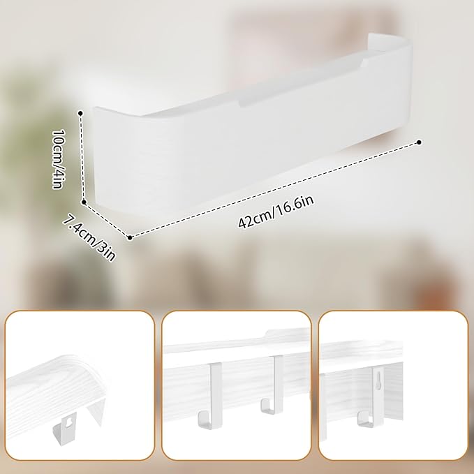 Coat Rack Wall Mount Entryway Organizer Modern Key Holder Wall Mount with Wooden Shelf Entryway Hooks for Bedroom Kitchen Hallway Bathroom for Hanging Coats Hats Dog Leashes Bags Towels