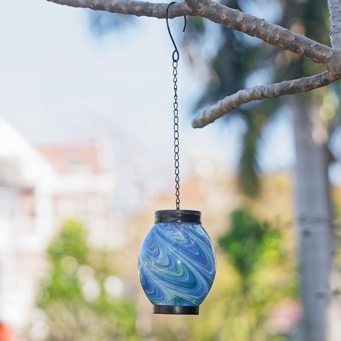 Solar Hanging Lanterns Outdoor, Waterproof Solar Glass Lights, Color Changing Led Lamp Light for Garden Yard Tree Home Xmas Decor