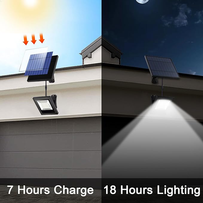 Solar Lights for Outside Dusk to Dawn with 16FT Cord Solar Flood Light 4400mAh Waterproof 6000K LED Lighting for Outside, Flag Pole, Shed, White 2 Pack