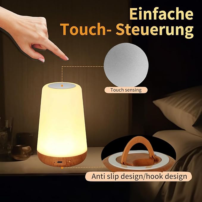 2-Pack LED Bedside Touch Desk Light,Small Night Light, Portable Desk Edge Light with 13 RGB Colors, Night Light for Bedroom/Nursery/Bathroom/Hallway/Outdoor/Living Room