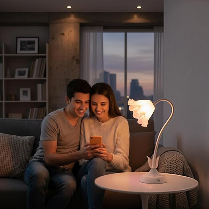 Cordless Flower Table Lamp White, Valentine‘s Gift, 5200-mAh Rechargeable Touch Lamp, 3-Way Dimmable, Build-in Integrated LED 320 Lumen Max, for Nightstand Bedroom Living Room