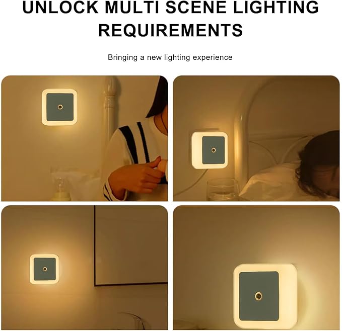 4Pcs LED Night Light, 0.5W Smart Light Sensing Warm White Nightlight, 65mm ABS Auto Sensor, Bedroom, Bathroom, Kitchen, Hallway, Stairs, Energy Efficient, Compact, Christmas