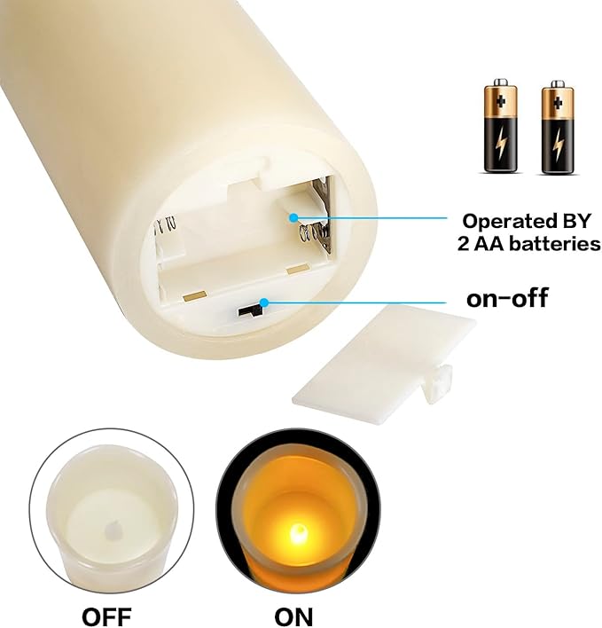 Flameless Battery Operated Candles: Pack of 6 LED Flickering Candle H4 5" 6" D3 Real Wax Pillar Electric Candles with 10-Key Remote and Timer for Home Party Christmas Decor
