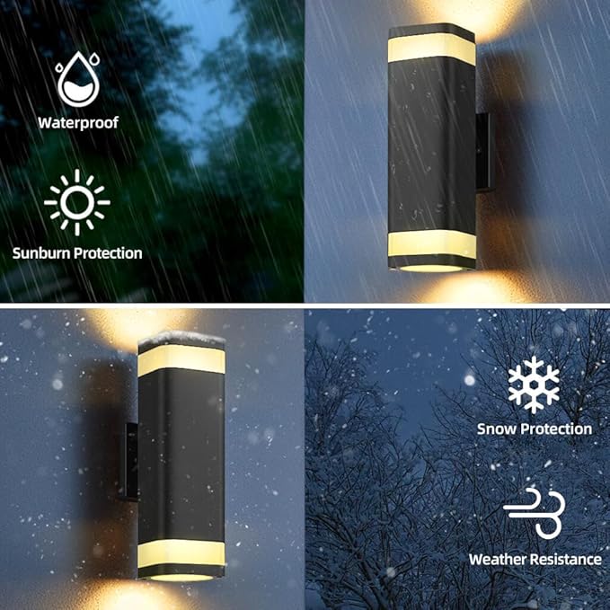 SHIMR Smart RGB Outdoor Wall Light, WiFi App Control Color Changing Up Down Exterior Sconce with Dusk to Dawn Sensor, Waterproof LED Wall Mount Light Fixture, Works with Alexa & Google, Black Finish