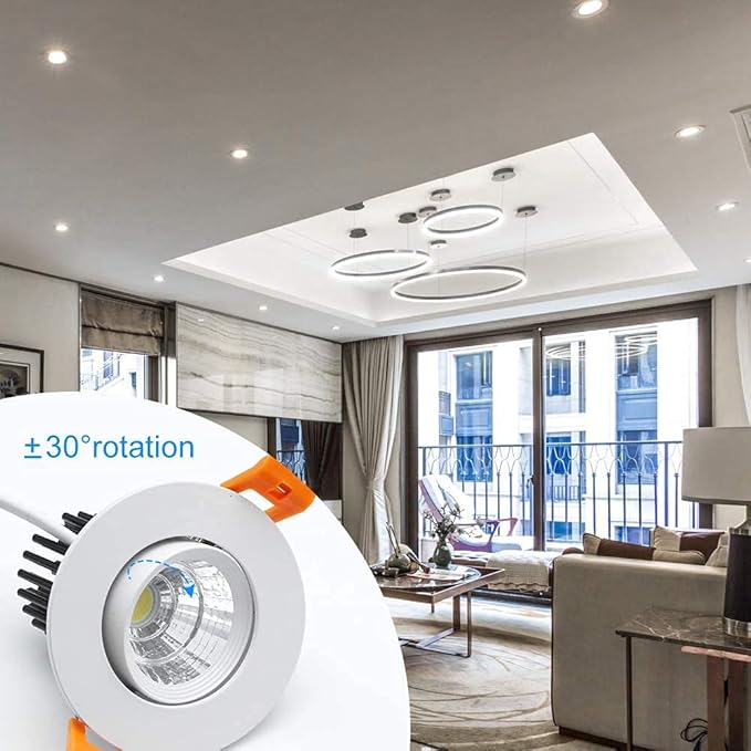 inShareplus 2 Inch LED Downlight, 3W Recessed Lighting COB Dimmable, 5000K Daylight White, CRI80, Ceiling Lights with LED Driver, 12 Pack