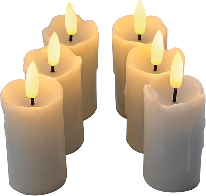 CANDLE CHOICE Battery Operated Flameless Votives with Auto Daily Cycle Timer Long Lasting Realistic Black Wick Electric LED Candles for Wedding Party Holiday Halloween Christmas Decorations 6 Pack
