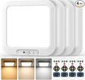 Rechargeable Motion Sensor Closet Light with Remote, Wireless Battery Operated Ceiling Light Magnetic Mount, Rechargeable LED Shower Light No Wiring for Indoor, Shower, Stairs, Shed, Hallway, 4 Pack