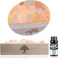Himalayan Pink Salt Lamp Diffuser with Wood Base - 300g Natural Salt, USB Powered, Warm Light & 10ml Gardenia Essential Oil Set for Aromatherapy, Relaxation, Meditation, Home Decor, Gifts