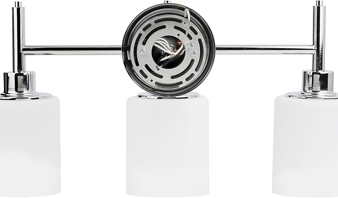 Design House Aubrey Transitional 3-Light Indoor Bathroom Vanity Light – Above The Mirror, Dimmable, Damp Listed – Frosted Glass and Polished Chrome – Design House, 589770