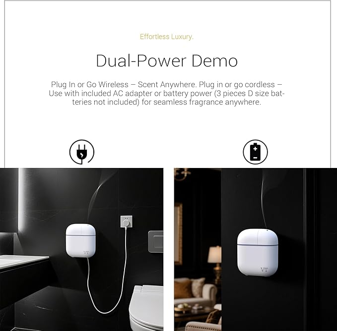 Waterless Essential Oil Diffuser Suit for 2000 Sq. Ft Includes 2 Premium Oils Room Home Hotel Office, Machine with Bluetooth App, Powerful Nanotechnology System Powered by Battery or Adapter