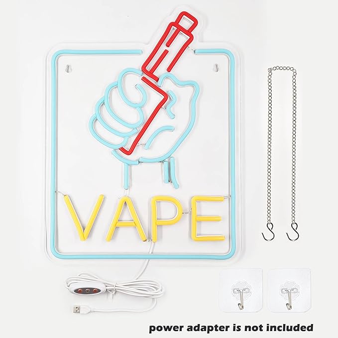 VAPE Neon Sign Led for Business Smoke Shops Neon Light Up Signs Wall Art VapeSmoke Smoking Store USB Powered 15.7"x11.8"