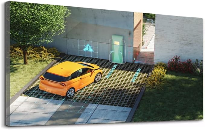 Wibinuki Wall Art Wall Decor Wall Paintings Modern house electric charging stion and AI security for Living Room Bedroom Bathroom Home Decor Can Be Hung Directly 20"x 40"