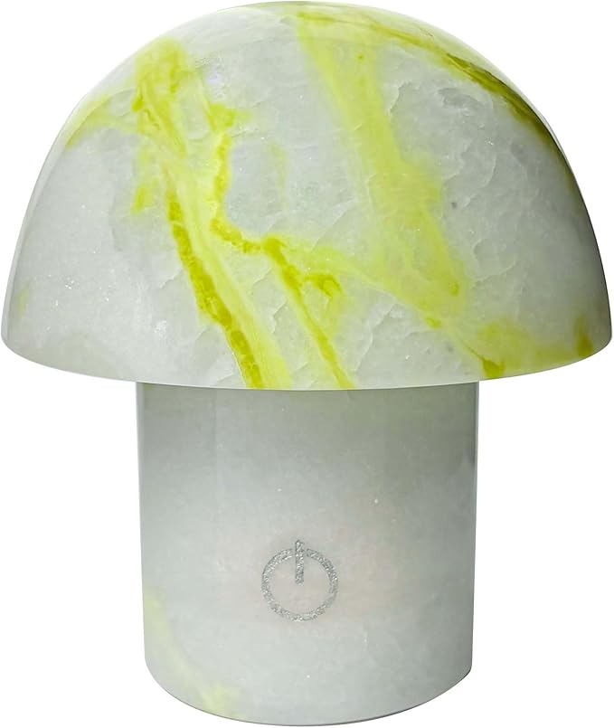 Arctic Green Gemstone Mushroom Lamp - Natural Luxury Stone Night Light with LED, Touch Control 3 Brightness, USB Rechargeable Bedside Decor Gift
