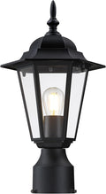Outdoor Post Light, Pole Lantern, Waterproof Die-Cast Aluminum Pole Light Fixture with Glass, Exterior Post Lamp for Garden Yard Patio Pathway, Matte Black, 1-Pack