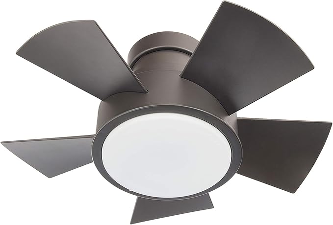 Vox Smart Indoor and Outdoor 5-Blade Flush Mount Ceiling Fan 26in Bronze with 3500K LED Light Kit and Remote Control works with Alexa, Google Assistant, Samsung Things, and iOS or Android App