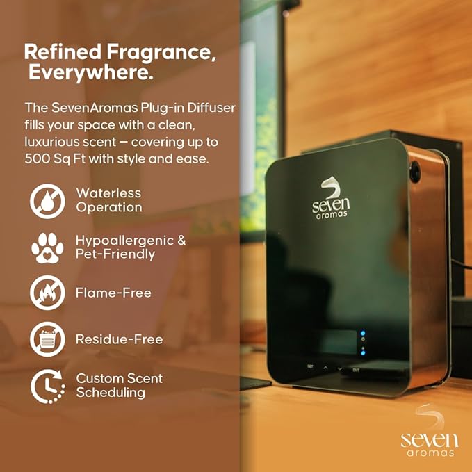 SevenAromas SV711 Smart Scent Diffuser for Home & Office – Cold Air Technology, Waterless Essential Oil Diffuser – Covers up to 2,000 Sq Ft – Bluetooth App Control – Aromatherapy for Large Rooms